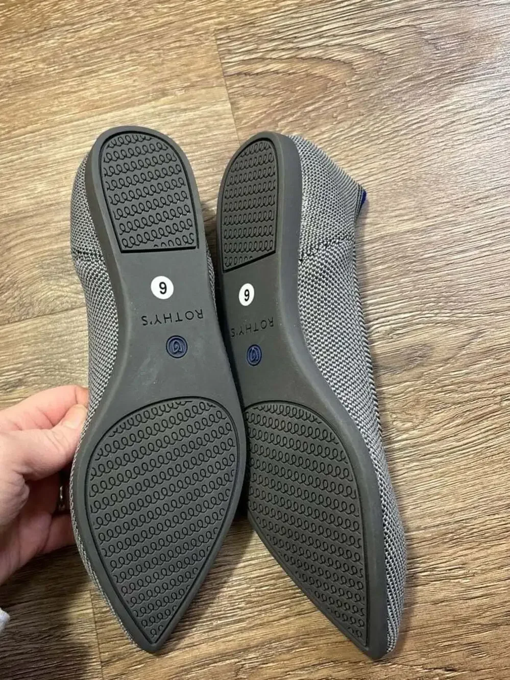 Rothy's The Point Women's Pointed Toe Ballet Flats Grey Birdseye Mesh Size 6 - Picture 3 of 4